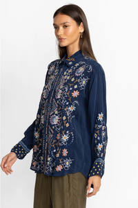 Blouse personnalisée Salwar Kameez pour filles, grande taille, en lin et coton, avec broderie ukrainienne et manches longues lanternes, en nylon, coton et rayonne - Product Image 2