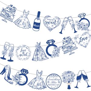 2ชิ้นเป็นสีฟ้าก่อนที่ฉันจะทำป้ายธีมบางอย่างสีฟ้าก่อนฉันจะตกแต่งเจ้าสาวเจ้าสาวเป็นแบนเนอร์ปาร์ตี้ - Product Image 2