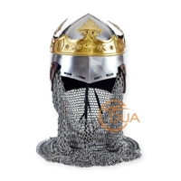 Casque de Robert the Bruce avec protection du cou Aventail Chainmail et armure de style moderne en laiton