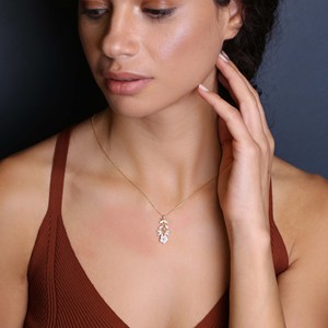 Collier Pendentif Chic Fleur Charmante avec Pierre CZ Marquise, Collection Été, Fabrication Artisanale Turque, Vente en Gros, Bijoux en Argent Sterling 925 - Product Image 2