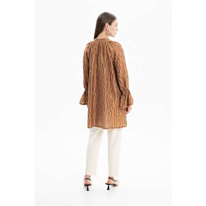 Túnica Bohemia Bordada con Lazos para Mujer - Blusa Asimétrica de Gasa para Oficina - Product Image 4