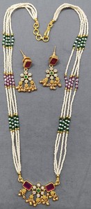 Pearl <b>Long</b> <b>Necklace</b> Mala Fashion <b>Necklaces</b> Set <b>Necklace</b> Traditional Fashionable Set SKu- 5020 - Product Image 3