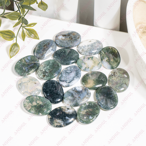 Pierres de méditation ovales en agate mousse naturelle sculptée, écologiques, pour collection d'art, cadeau Feng Shui ange, vente en gros, Europe - Product Image 2