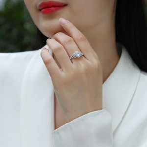 VVS <b>Moissanite</b> <b>Oval</b> Cut Diamond Halo <b>Engagement</b> Wedding <b>Ring</b> Fine Jewelry Women Customized 14K 925 Silver Round Cut Diamond <b>Ring</b> - Product Image 5