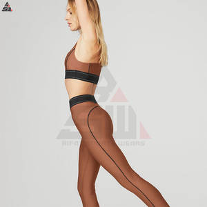 Conjunto de Yoga de 2 Piezas para Mujer, Tallas Grandes, Sin Costuras, Transpirable, de Secado Rápido, Ligero, Spandex/Poliéster, Ropa Deportiva Personalizada con Diseño Frontal - Product Image 5