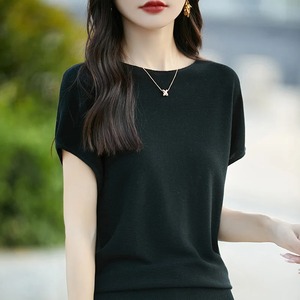 เสื้อกั๊กแขนสั้นคอกลมของผู้หญิงเสื้อถักลำลองทรงหลวมสีพื้นเสื้อยืดฤดูร้อนเป็นมิตรกับสิ่งแวดล้อม - Product Image 4