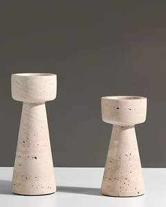 Modern Design Travertine <b>Marble</b> <b>Candle</b> Holder Bold Natural Stone Presence Decorative Interior Highlight - Product Image 2