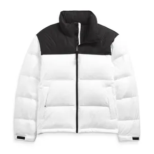 맞춤형 디자인 웜 다운 코트 고품질 퍼 재킷 남성 흑백 콤보 지퍼 업 포장 재킷 퍼프 남성