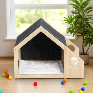 Maison en bois moderne et de luxe pour animaux de compagnie OEM AC08 Conception fixe minimaliste Facile à assembler Sûr pour chats Petits chiens de l'usine du Vietnam - Product Image 5