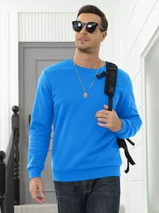 Sudadera de Felpa de Algodón sin Forro para Hombre Azure, Cuello Redondo, Cálida para Invierno, Ecológica, Transpirable, Bordada y Personalizable - Product Image 3