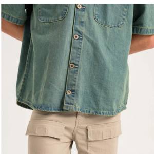 เสื้อยีนส์ผ้าฝ้ายสำหรับผู้ชาย, เสื้อยีนส์แขนยาวผ้าถักระบายอากาศได้ดีออกแบบโลโก้ได้ตามที่ต้องการ - Product Image 3