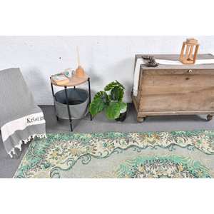 Tapis en laine Patchwork Beige vert classique 4.9X8.7 pieds Design Aubusson turc pour salon chevet couloir Latex Rectangle - Product Image 3