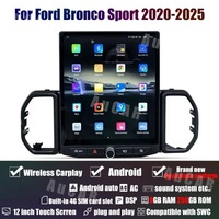 Aucar 12 Tesla Style Android 13 Lecteur multimédia DVD de voiture GPS Navigation pour Ford Bronco Sport 2020-2025 Radio vidéo de voiture stéréo