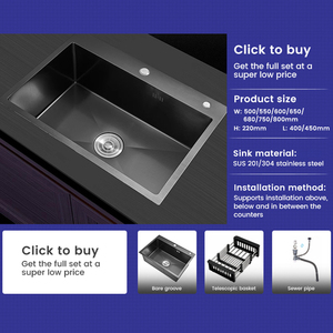 Tại Chỗ Bán buôn handmade chất lượng cao bồn rửa 201/304 thép không gỉ nhà bếp Countertop bồn rửa - Product Image 4