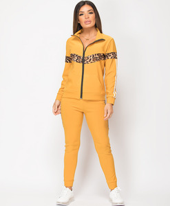 2024 nuevo diseño señoras leopardo Panel pulóver y Joggers conjunto de manga larga cuello redondo Multicolor mujeres chándal - Product Image 1