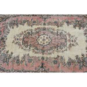 Tapis turc 3,9x6,6 pieds, rouge brun, vintage, en laine persane, avec design patchwork, envers en latex écologique - Product Image 5