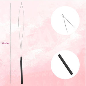 SIVOTE 10 pièces ensemble d'outils de boucle d'extension de cheveux enfileur de perles noires tirant crochet boucleur de perles pour extensions sans couture Micro anneaux - Product Image 2