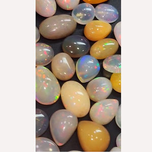 79 pièces d'opale éthiopienne naturelle avec feu 10mm à 20mm ovale poire Cabochon 418 Cts Iroc ventes qualité lâche pierres précieuses cabine US $418 - Product Image 3