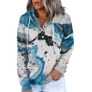 Pull épais de haute qualité poids lourd confortable coupe décontractée surdimensionné Stretch côtelé poignets sweat à capuche pour femme - Product Image 5