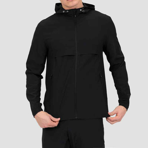 Veste de survêtement imperméable coupe-vent à capuche en softshell en toile à fermeture éclair intégrale pour hommes - Product Image 1