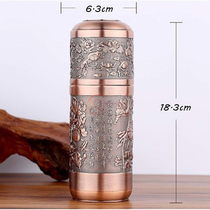 Export Quality Pure Metal Copper <b>Bottle</b> Embossed Design for Drinking Water From India Copper Water <b>Bottle</b> for Sale Drinkware - Product Image 3
