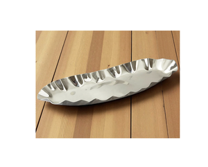 Plateau de service ovale en métal poli, bords ondulés, élégant, écologique, recyclable, durable, imperméable, adapté aux aliments, utilisation résidentielle - Product Image 4