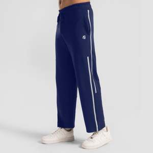 Pantalon Drift Pro Navy surdimensionné à taille mi-haute et jambe large, respirant, avec bande latérale décorative, technique de teinture unie - Product Image 1