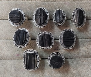 ANILLO DE TURMALINA NEGRA PIEDRA PRECIOSA ANILLO DE TURMALINA NEGRA UNISEX OVALADO REDONDO PERA CUADRADO PIEDRA PRECIOSA NATURAL CABUJÓN JOYERÍA - Product Image 4