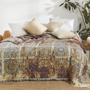Diseño elegante 100% Manta de algodón Jacquard Throw 230x260cm 90x102 pulgadas Colección Jacquard Manta Colcha - Product Image 1