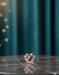 แหวนเงินแท้ 925 ประดับเพชรโมอิสซาไนต์และพลอยสีแดง ดีไซน์ทันสมัย ขายดีที่สุด - Product Image 1