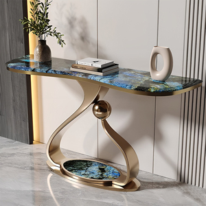Consolle Moderna Allungabile per Ingresso <span class=keywords><strong>e</strong></span> Corridoio, con Piano in Pietra, Stile Lusso Leggero Italiano, Base in Metallo, Design Personalizzabile - Product Image 2