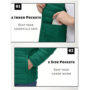 Veste d'hiver isolée légère et compressible pour hommes, manteau en duvet alternatif résistant à l'eau de haute qualité - Product Image 5