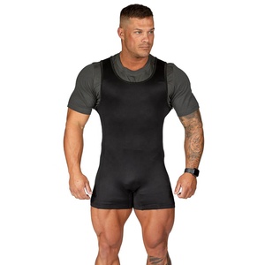 Combinaison de lutte athlétique respirante sans manches pour homme, en tissu polyester élasthanne flexible haute performance - Product Image 4