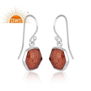Best Selling <b>Fine</b> Sterling Silver Natural Golden Sunstone Gemstone Dangle <b>Earring</b> Custom Jewelry Manufacturer - Product Image 2