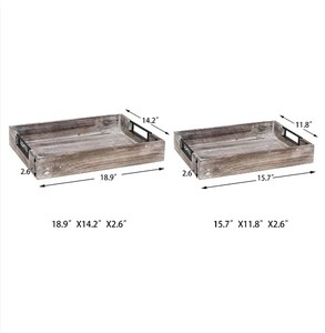 Lot de 2 plateaux en bois de comptoir plateaux organisateurs multifonctionnels pour cuisine chambre service à vin et garde-manger stockage à bon prix - Product Image 6