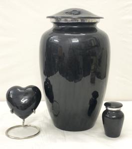 Pearl Black Elegance Cremation Urn Human Ashes Including Free <b>Velvet</b> <b>Bag</b> Aluminum Cremation Urn - Product Image 1
