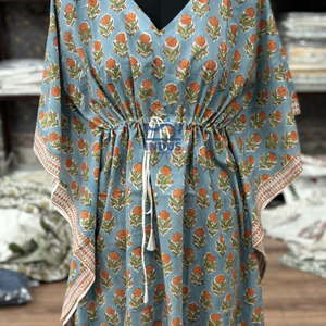 Wholesale Hand Block Printed Cotton <b>Kaftan</b> Block Printed Cotton Beach <b>Kaftan</b> Beautiful Handmade Cotton <b>Kaftan</b> - Product Image 6