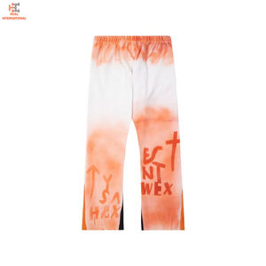 Pantalon de survêtement de couleur unie pour hommes, vêtements de rue avec logo personnalisé, taille moyenne, motif droit, évasé délavé, style décontracté, 2024 - Product Image 6