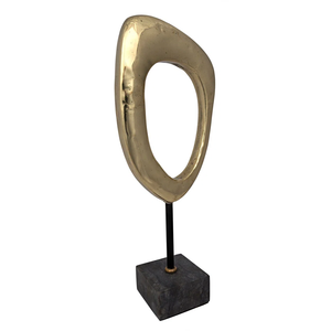 Escultura abstracta de aluminio con acabado antiguo a precios al por mayor con base de madera para decoración de mesa de hogar y oficina escultura - Product Image 3