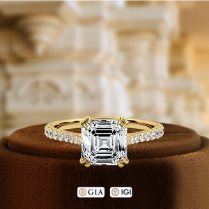 Anillo de Compromiso con Diamante Cultivado en Laboratorio de 1 Quilate, Certificado por IGI, Corte Asscher, Oro Blanco de 14K, Anillo de Boda de Oro Rosa, Regalo - Product Image 2