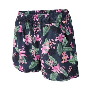 Short en polyester pour femme, non transparent, à motif floral imprimé par sublimation, style large à la cuisse, avec cordon de serrage, idéal pour la plage - Product Image 2