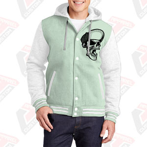 Veste d'université chaude et élégante pour hommes, capuche 100% coton, polaire brodée, imprimée numériquement, teinte unie, hiver, délavé à la pierre, personnalisée - Product Image 1