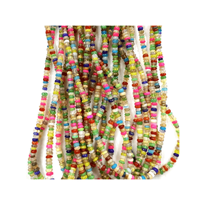 Cuentas de piedra Natural Premium etíope teñido multicolor facetado forma Heishi 14 pulgadas tamaño 3-4mm fabricación de joyas - Product Image 5