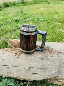 Taza de cerveza de madera hecha a mano, taza de madera tallada sostenible y ecológica, taza de madera rústica Natural para beber cerveza, café, té, rústico - Product Image 5