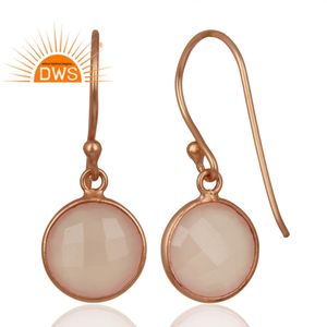 ต่างหูพลอยคาลซิโดนีธรรมชาติชุบโรสโกลด์เงินสเตอร์ลิงแฮนด์เมดจากดีไซเนอร์ - Product Image 3