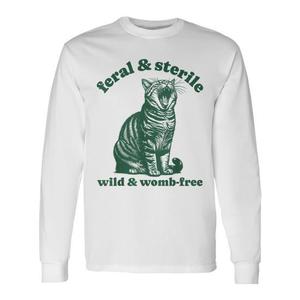 Camiseta promocional de manga larga para mujer con diseño de gato feral y estéril y cirugía de histerectomía - Product Image 1