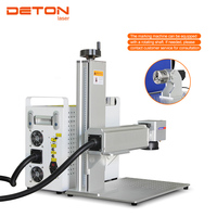 Marqueur laser à fibre portable DETONG, source JPT, 110*110mm, machine de gravure sur métal, lumière rouge, axe rotatif disponible