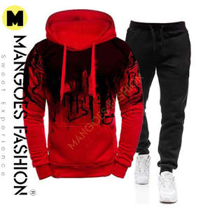 Chándal de Dos Piezas para Hombre, Conjunto de Chándal de Algodón 100%, Pantalones Deportivos y Sudadera con Capucha, Suéter de Lana, Prémium, Unisex, Invierno - Product Image 2