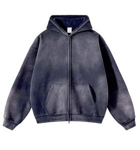 Sports Workout Jogging Running Wear <b>Zipper</b> Closure Vintage Hoodies Acid Wash Technique Cheap Price Hot <b>Sale</b> Washed Hoodie Male - Product Image 1