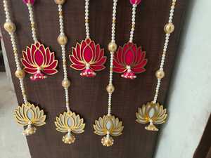 Cadena de pompón de bola de tendencia con cuentas y borla Jhumki para decoración de Navidad colgante de pared para Pooja telón de fondo decoración de eventos - Product Image 3